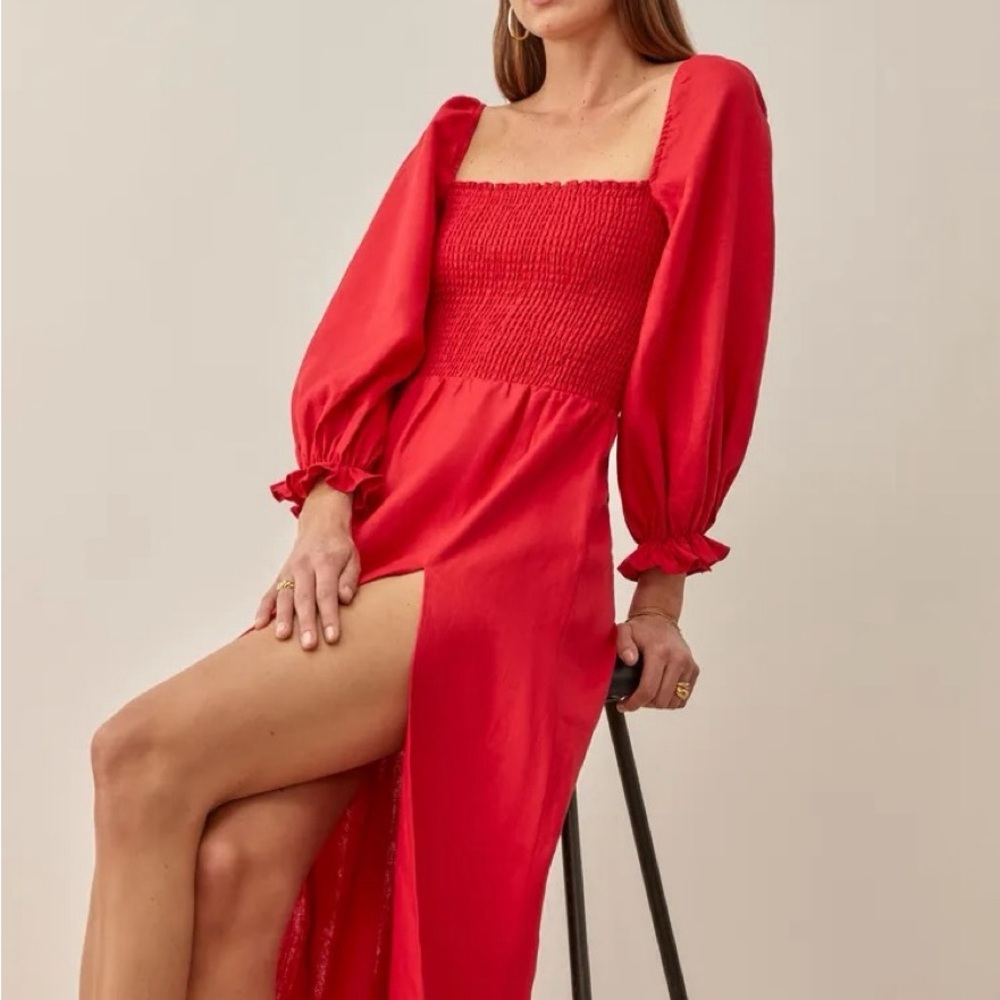 Reformation Red Midi Dress